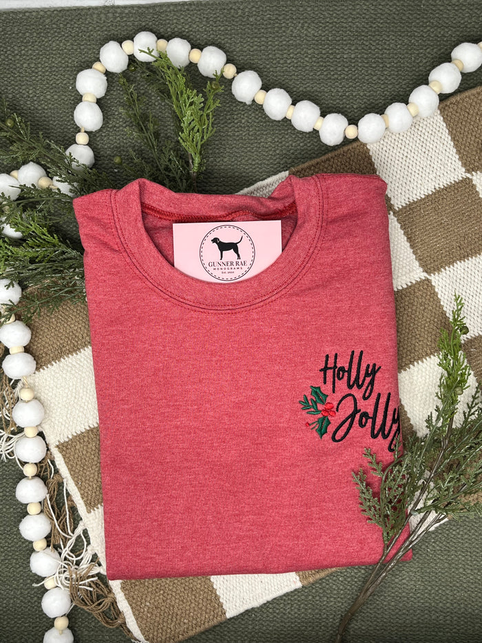 HOLLY JOLLY Embroidered T-shirt or Sweatshirt