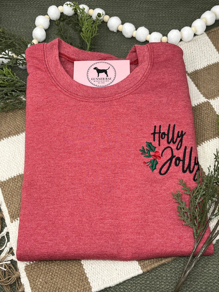 HOLLY JOLLY Embroidered T-shirt or Sweatshirt