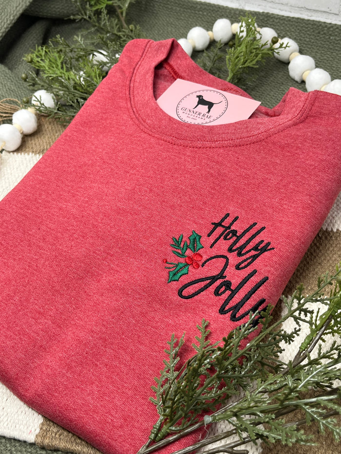 HOLLY JOLLY Embroidered T-shirt or Sweatshirt