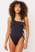 honey black one shoulder cheeky one piece
