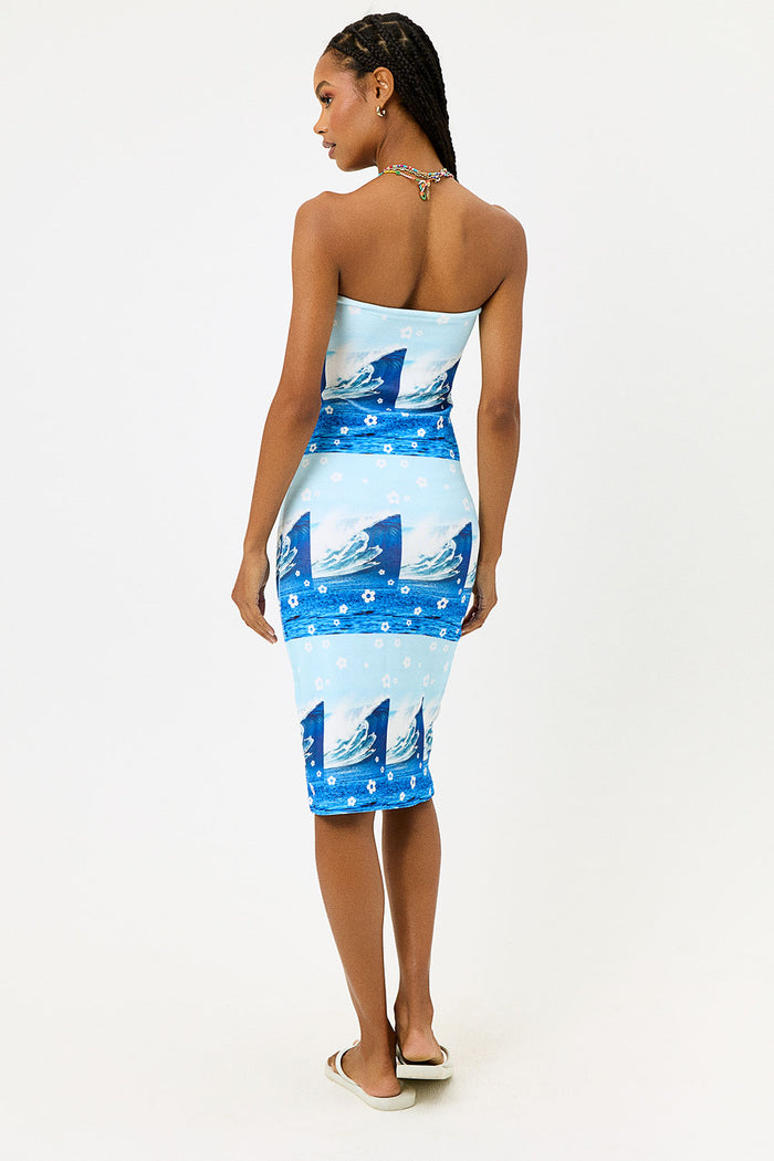 Hope Terry Strapless Dress Blue Tides