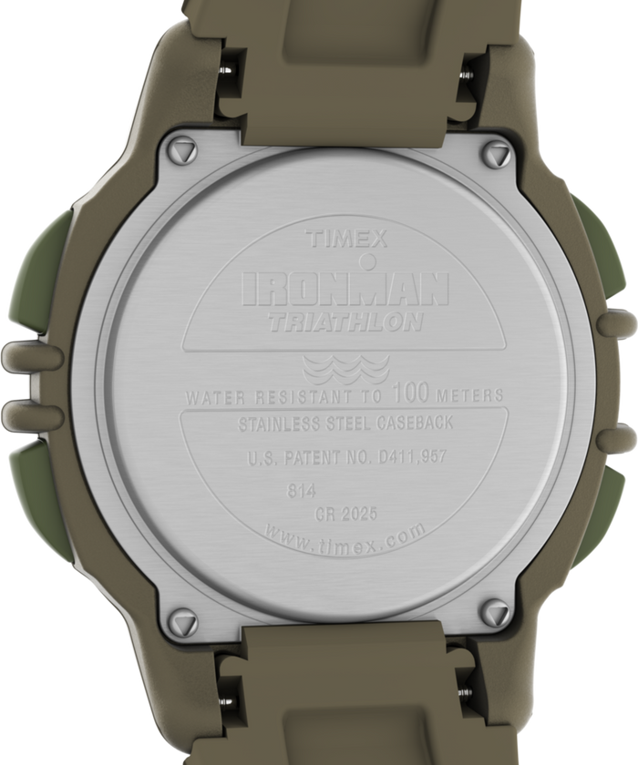 TW5M68700 Huckberry x TIMEX® IRONMAN® Flix 100 Lap 42mm Resin Strap Watch Caseback Image