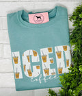 ICED COFFEE Appliqué Embroidered T-shirt or Sweatshirt
