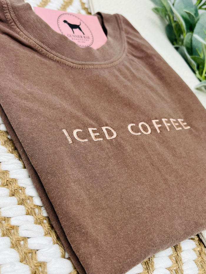 ICED COFFEE Custom Embroidered T-shirt or Sweatshirt