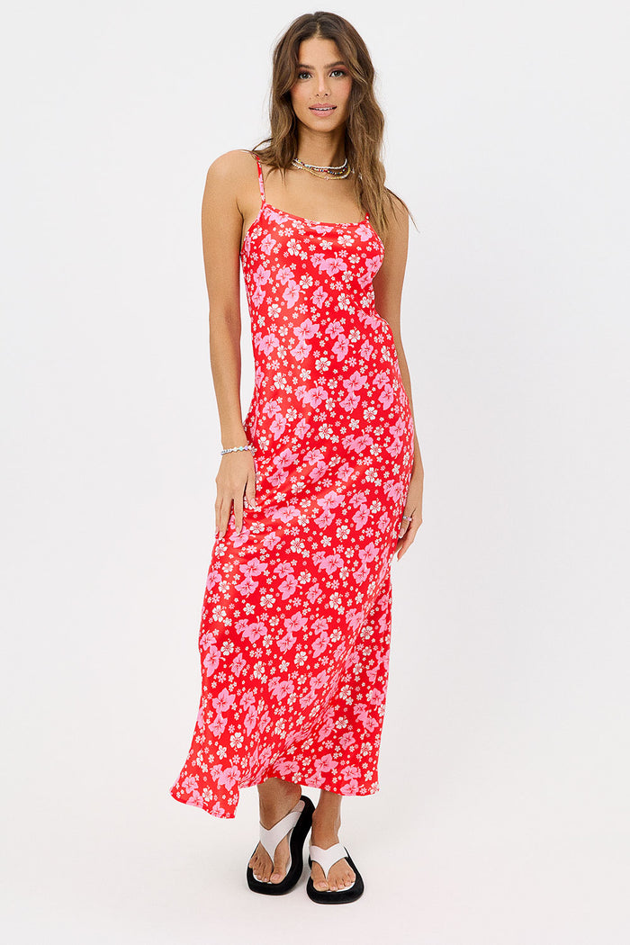 Isabel Satin Floral Dress Coconut Girl