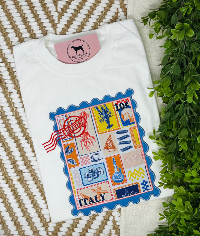 Italian Stamp Applique T-shirt or Sweatshirt