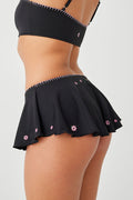Izabella Embroidered Swim Skirt Bikini Bottom Sea Fairy Black