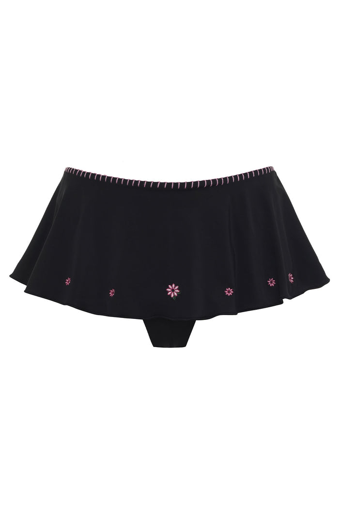 Izabella Embroidered Swim Skirt Bikini Bottom Sea Fairy Black