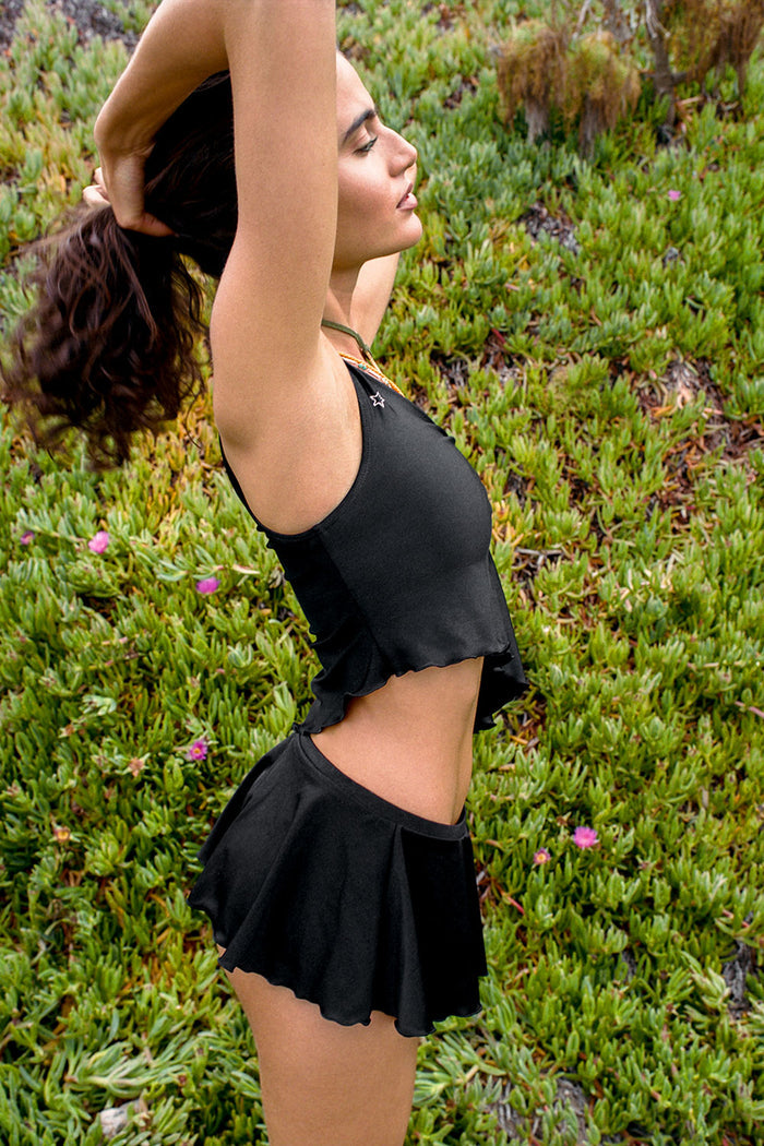 Izabella Shine One Shoulder Top Black