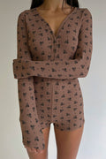James Waffle Long Sleeve Romper Lullaby