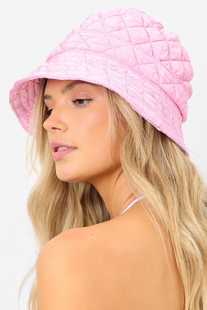 Jax Quilted Bucket Hat Baby Pink