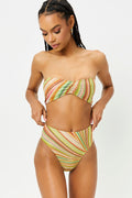 Jeanette Strapless Bandeau Lurex Disco Yellow Top