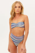 Jeanette Strapless Bandeau Lurex Shimmy Blue Top