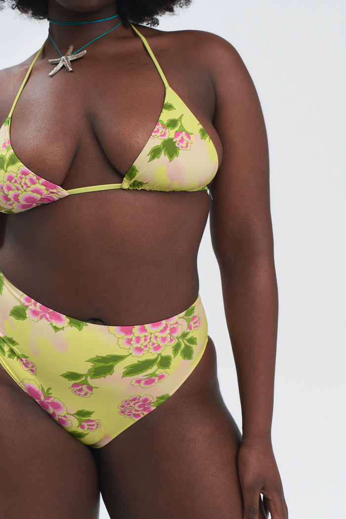 Jenna Floral High Waist Bikini Bottom Mojito