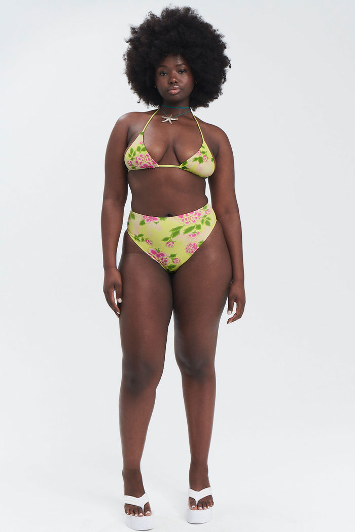 Jenna Floral High Waist Bikini Bottom Mojito