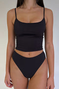 Jenna Plissé High Waist Bikini Bottom Black