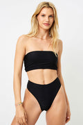 Frankies Bikinis Jenna Black Ribbed Bandeau Top