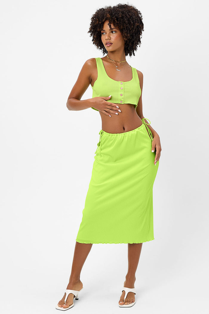 Jenny Plissé Midi Skirt Kiwi