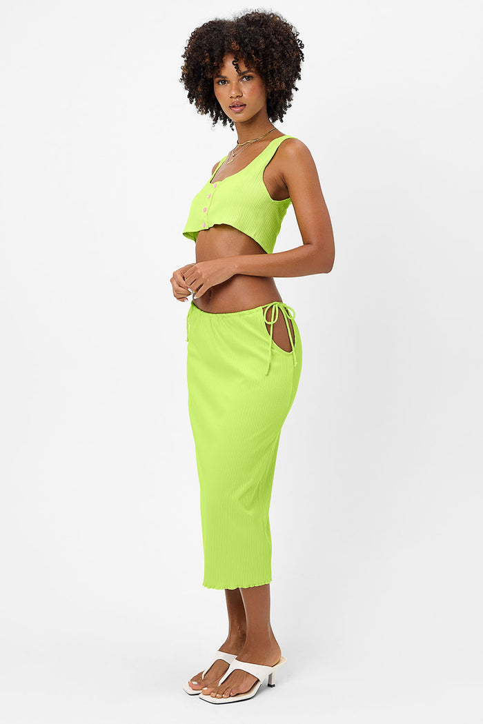 Jenny Plissé Midi Skirt Kiwi