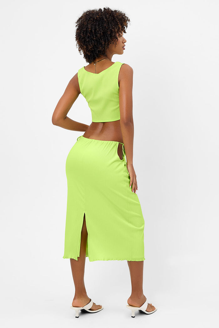 Jenny Plissé Midi Skirt Kiwi