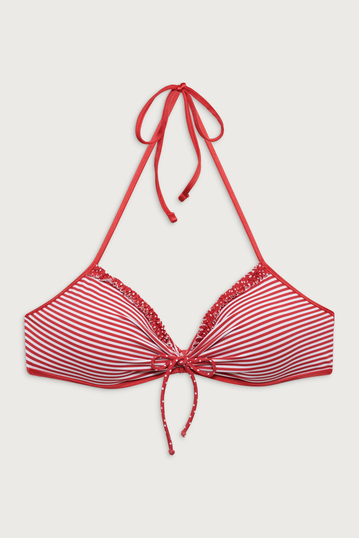 Jessup Triangle Halter Bikini Top - Scarlet Stripe