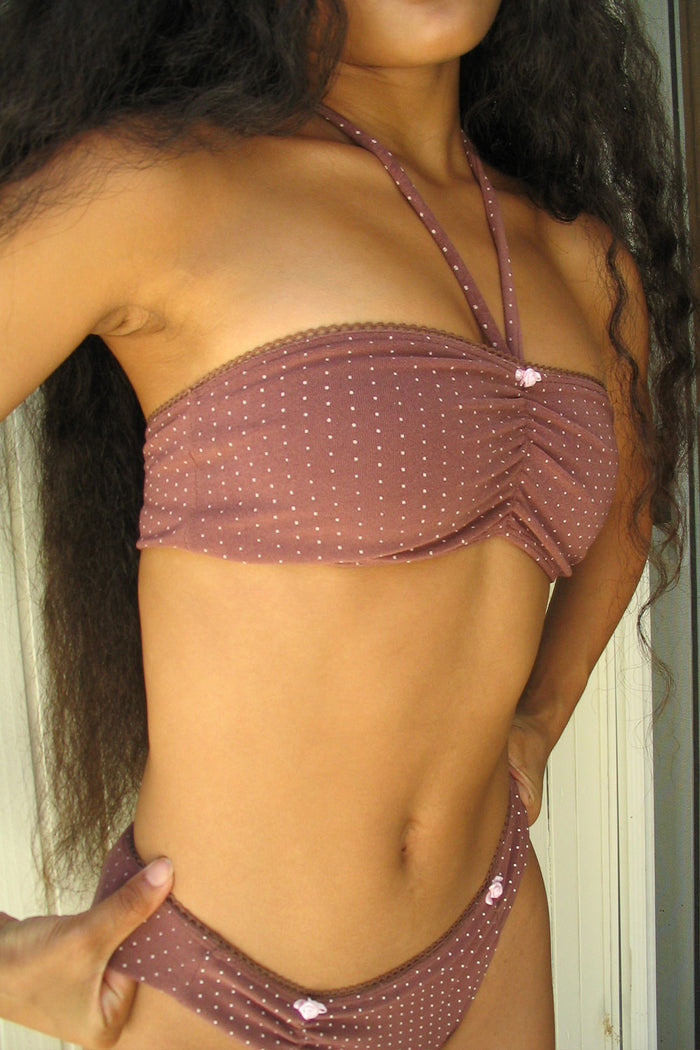 Jupiter Terry Bandeau Bikini Top Chocolate
