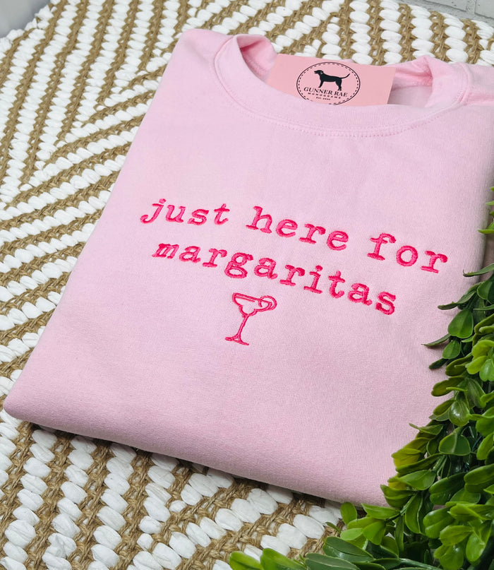 JUST HERE FOR THE MARGARITAS Embroidered T-shirt or Sweatshirt