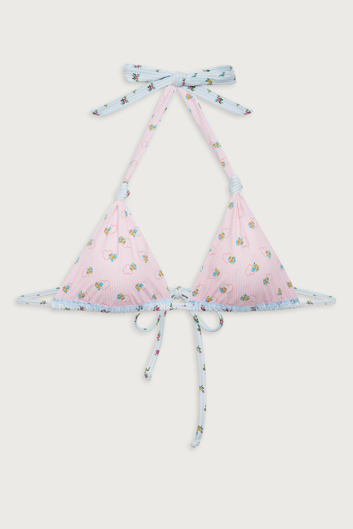 Kealy reversible triangle bikini top cozy stripe