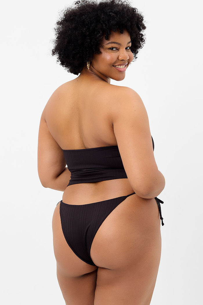 Keira Plissé Cheeky Bikini Bottom Black