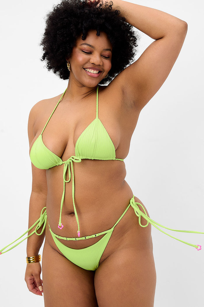 Keira Plissé Cheeky Bikini Bottom Kiwi