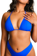 Front view of Kittery Classic Triangle Bikini Top showcasing triangle cups, thin underbust string on transparent background | alexhakim16 / S