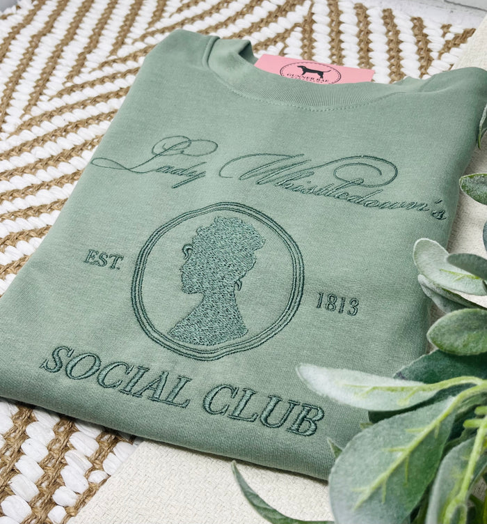 LADY WHISTLEDOWN SOCIAL CLUB Custom Embroidered T-shirt or Sweatshirt