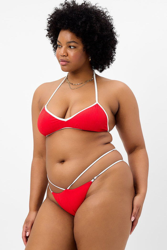 Layla Textured String Bikini Bottom Flame