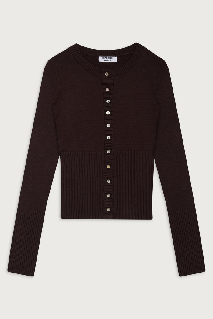 Lenon cloud knit button up cardigan mocha
