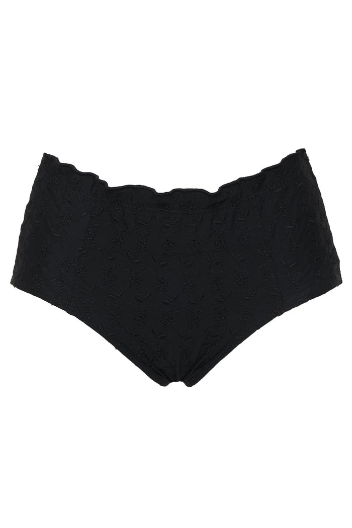 Lisa Eyelet Full Coverage Bikini Bottom Black