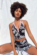 Lively Halter Floral Sports Bra Plush Plumeria