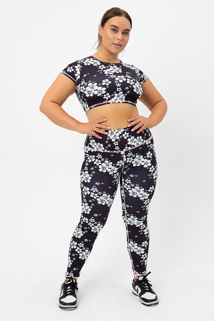 Lively Plush Plumeria High Waist Floral Legging Extended