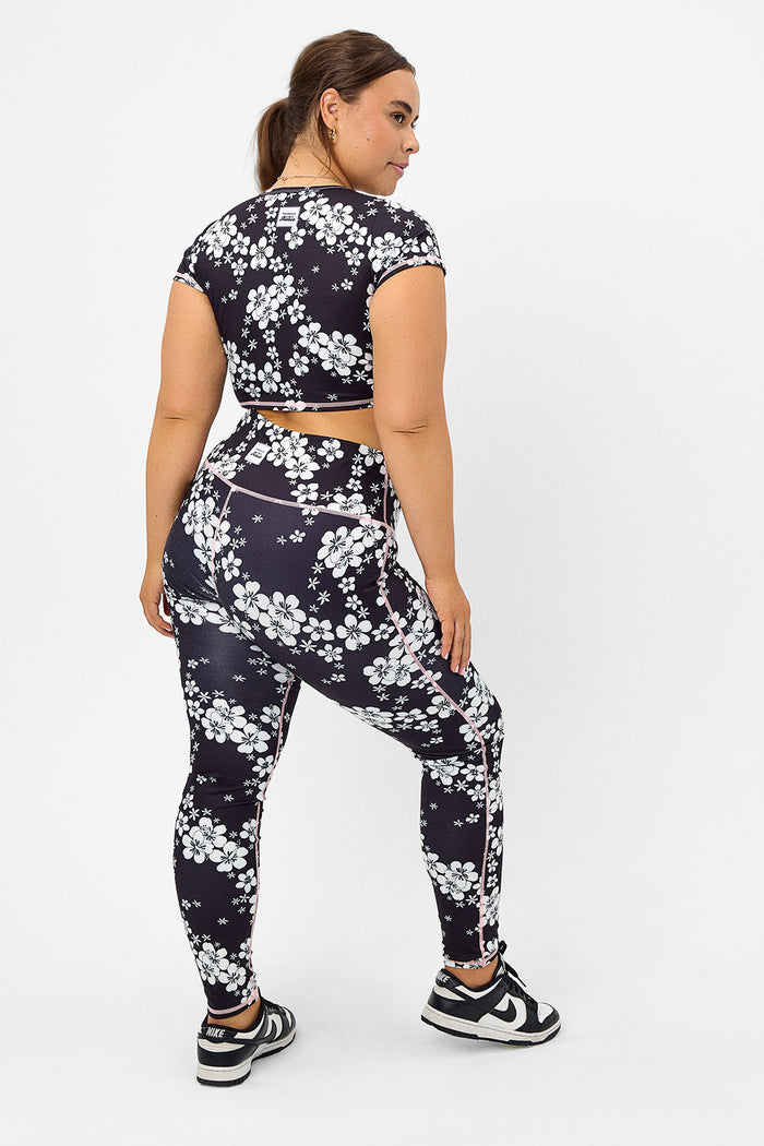 Lively Plush Plumeria High Waist Floral Legging Extended