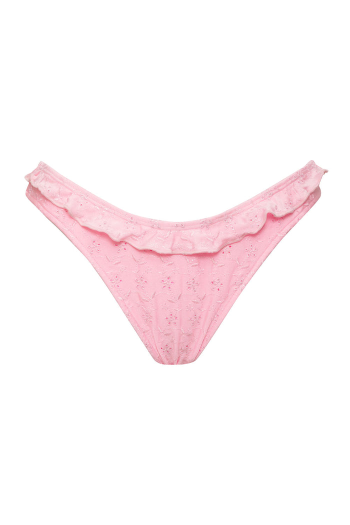Lucia Eyelet Shine Bikini Bottom Cherry Blossom