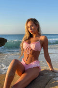 Lucia Eyelet Shine Bikini Top Cherry Blossom