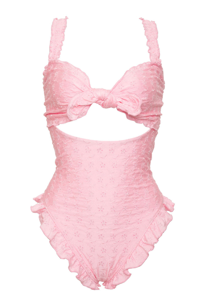 Lucia Eyelet Shine One Piece Swimsuit Cherry Blossom