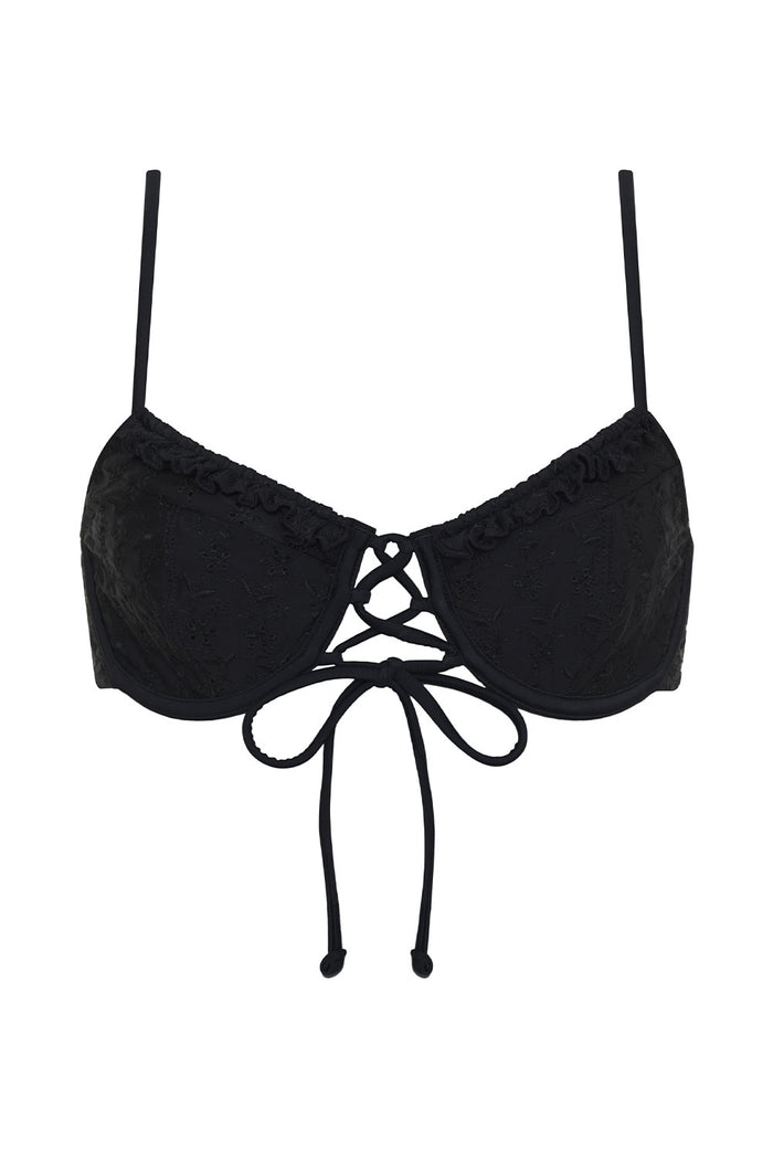 Lucia Eyelet Underwire Bikini Top Black