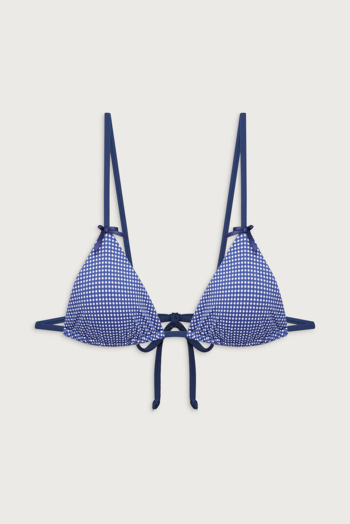 Lumia Triangle Bralette Bikini Top - Sailor Gingham