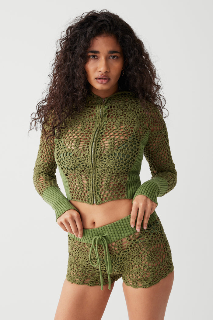 Lyla crochet mini short sea moss