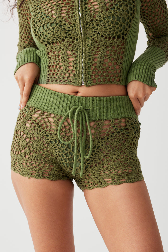 Lyla crochet mini short sea moss