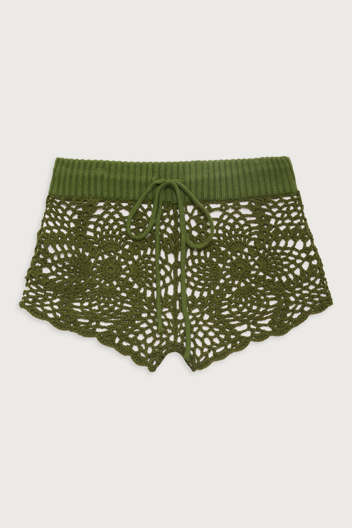 Lyla crochet mini short sea moss