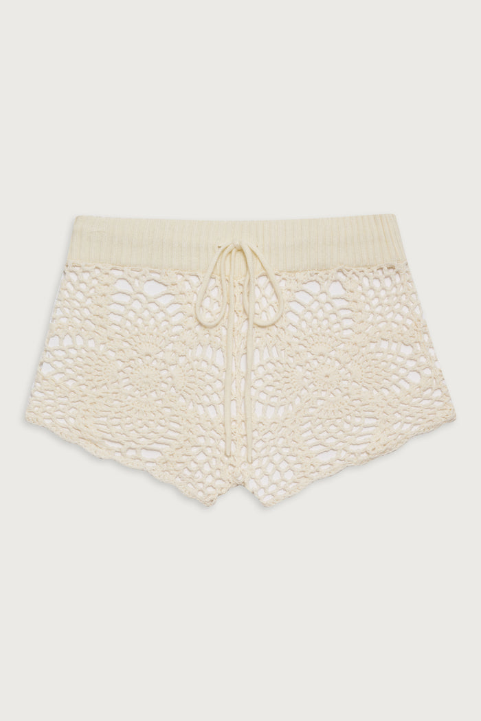 Lyla crochet mini short white