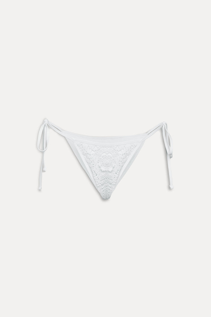 Mackenzie Crochet String Bikini Bottom White