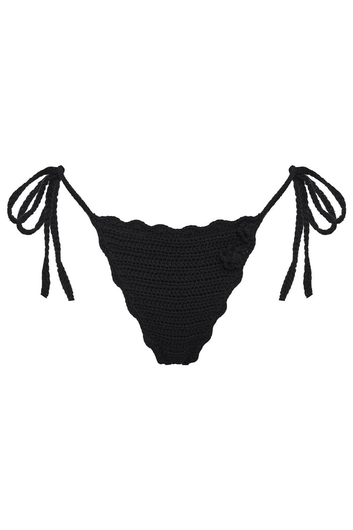 Mackenzie String Crochet Bikini Bottom Black