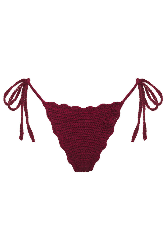 Mackenzie String Crochet Bikini Bottom Ruby